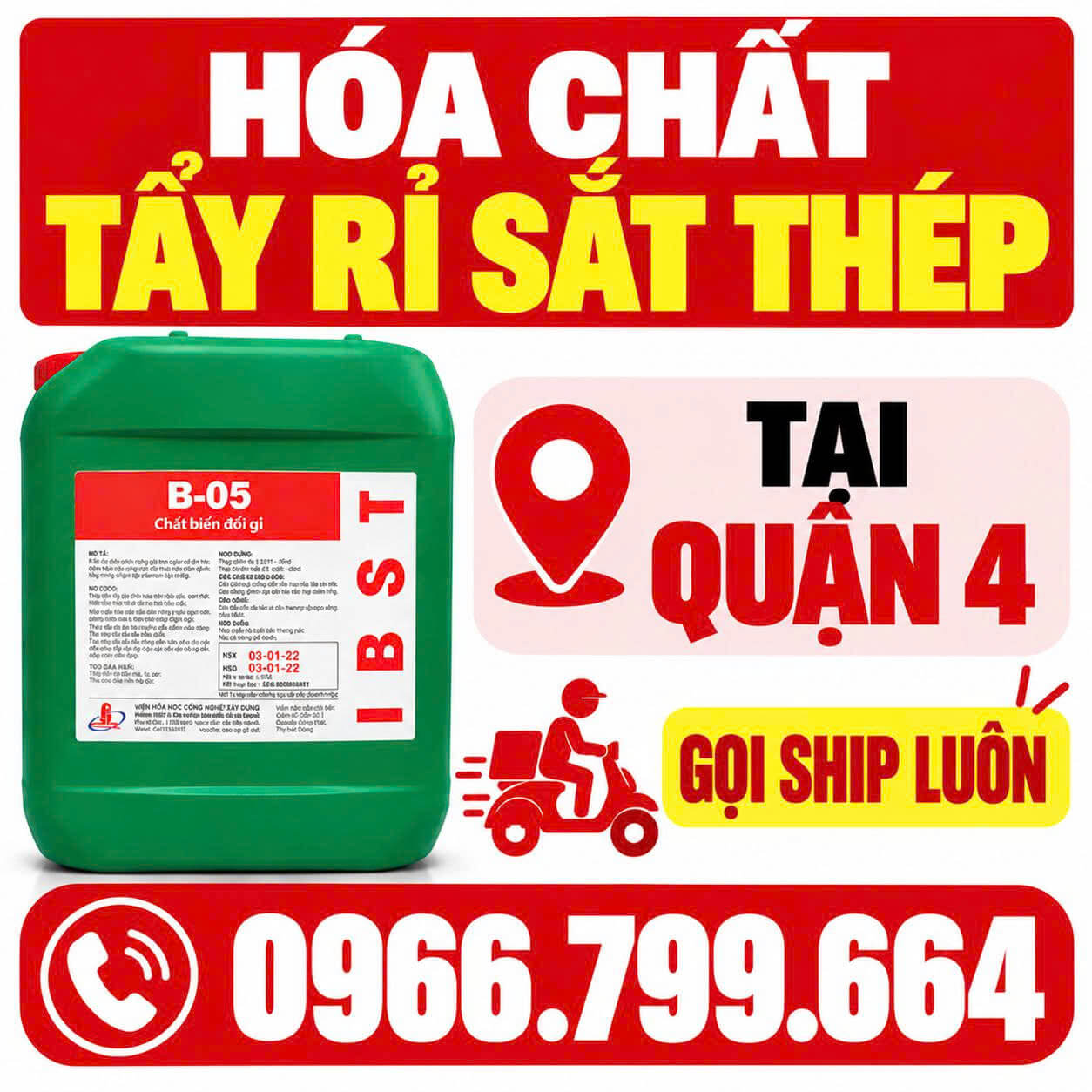 Hóa Chất Tẩy Rỉ Sắt Thép Tại Quận 4