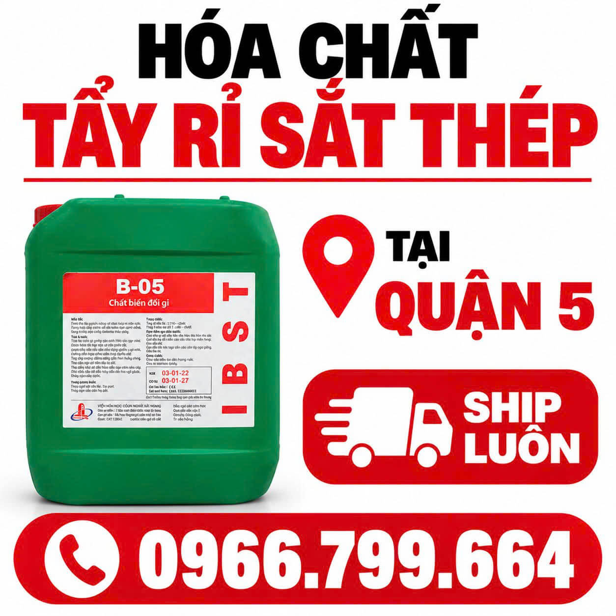 Hóa Chất Tẩy Rỉ Sắt Thép Tại Quận 5