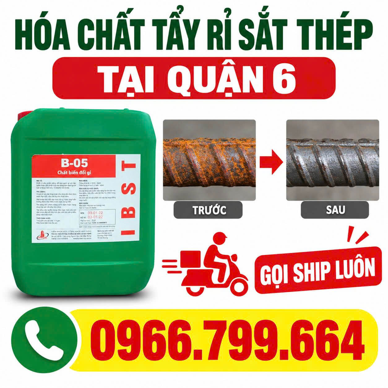 Hóa Chất Tẩy Rỉ Sắt Thép Tại Quận 6