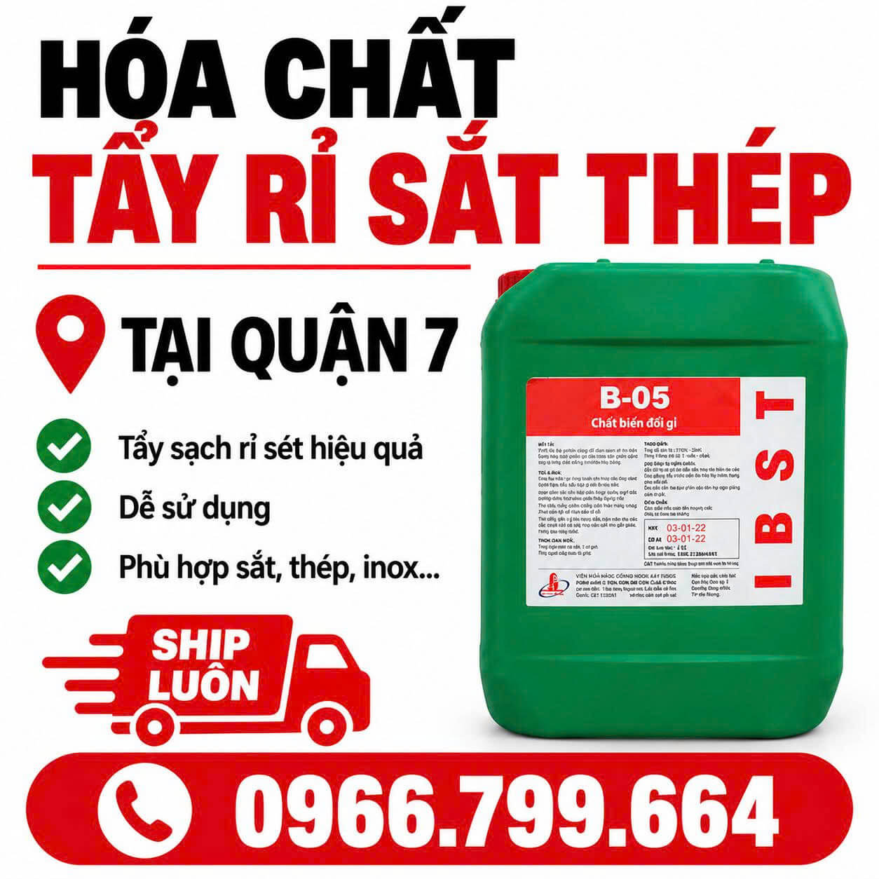 Hóa Chất Tẩy Rỉ Sắt Thép Tại Quận 7