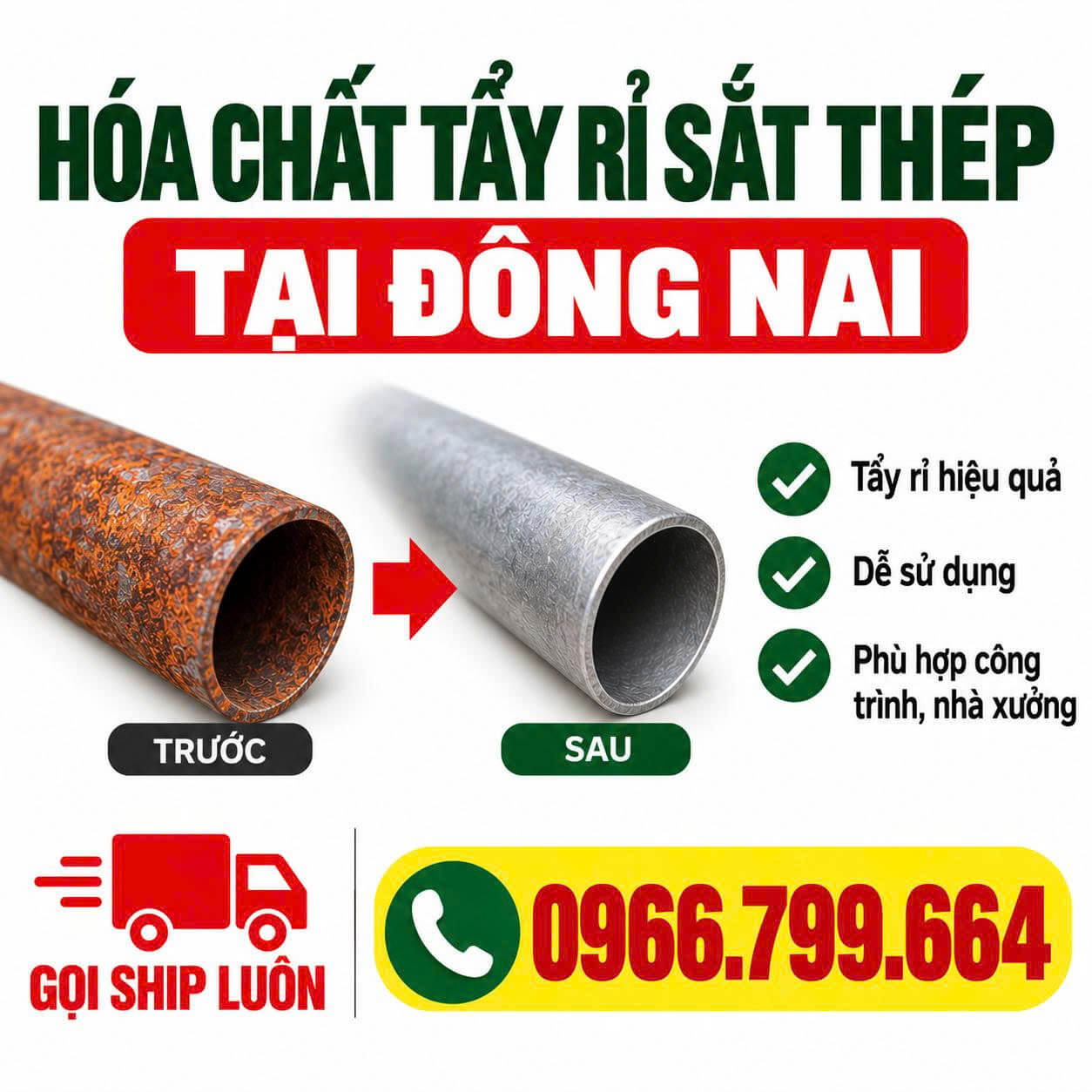 Hóa Chất Tẩy Rỉ Sắt Thép ở Đồng Nai