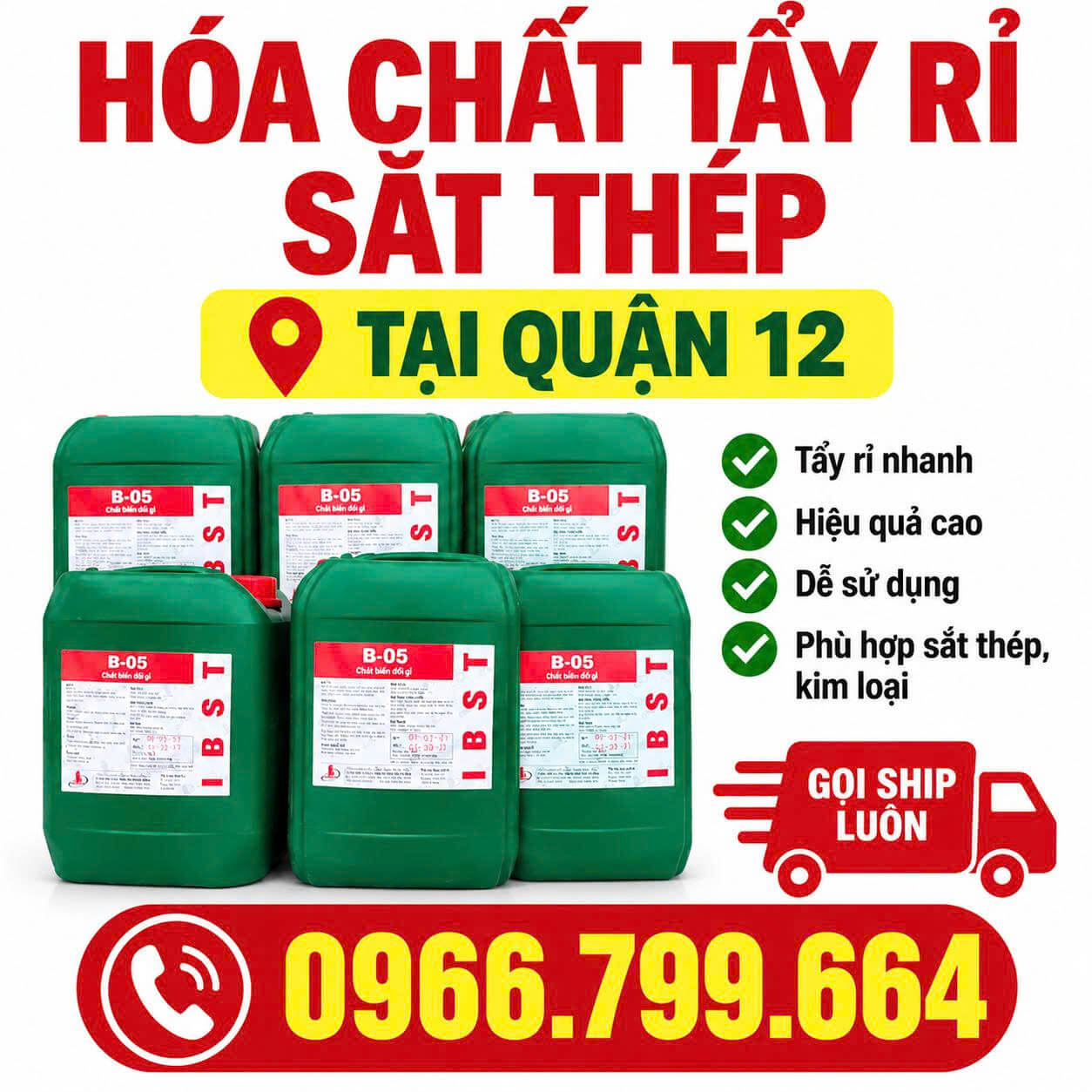 Hóa Chất Tẩy Rỉ Sắt Thép ở Quận 12