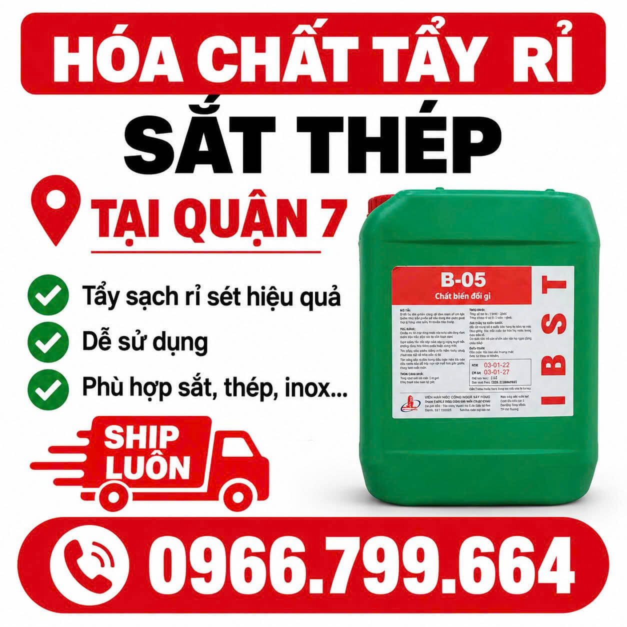 Hóa Chất Tẩy Rỉ Sắt Thép ở Quận 7