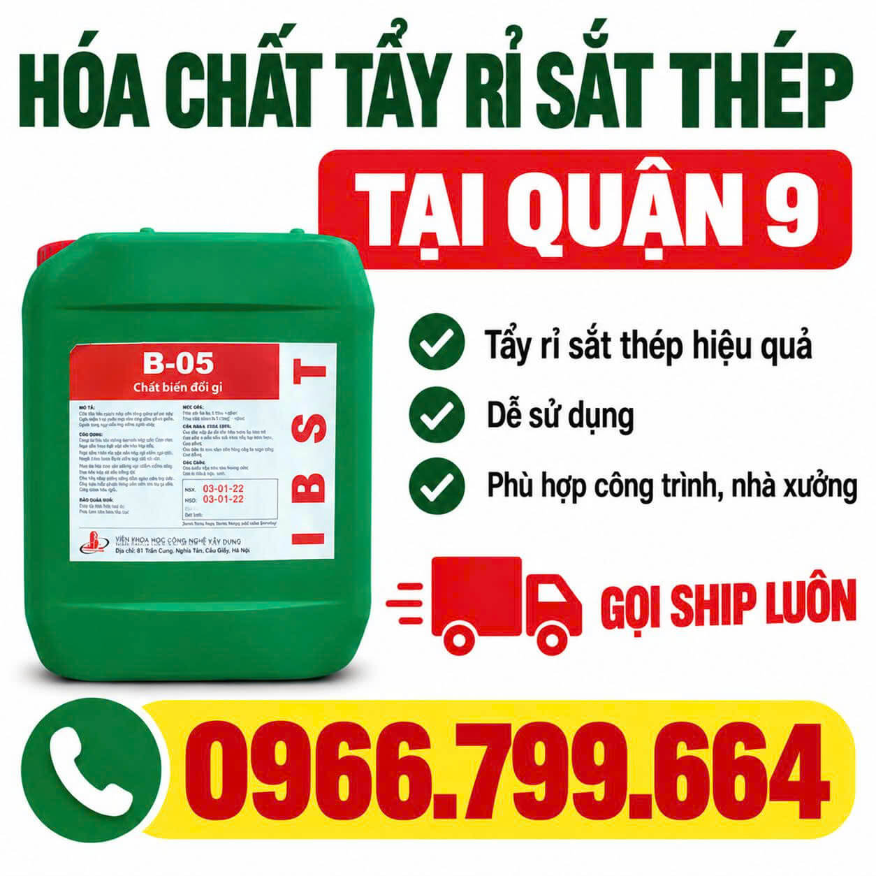 Hóa Chất Tẩy Rỉ Sắt Thép ở Quận 9