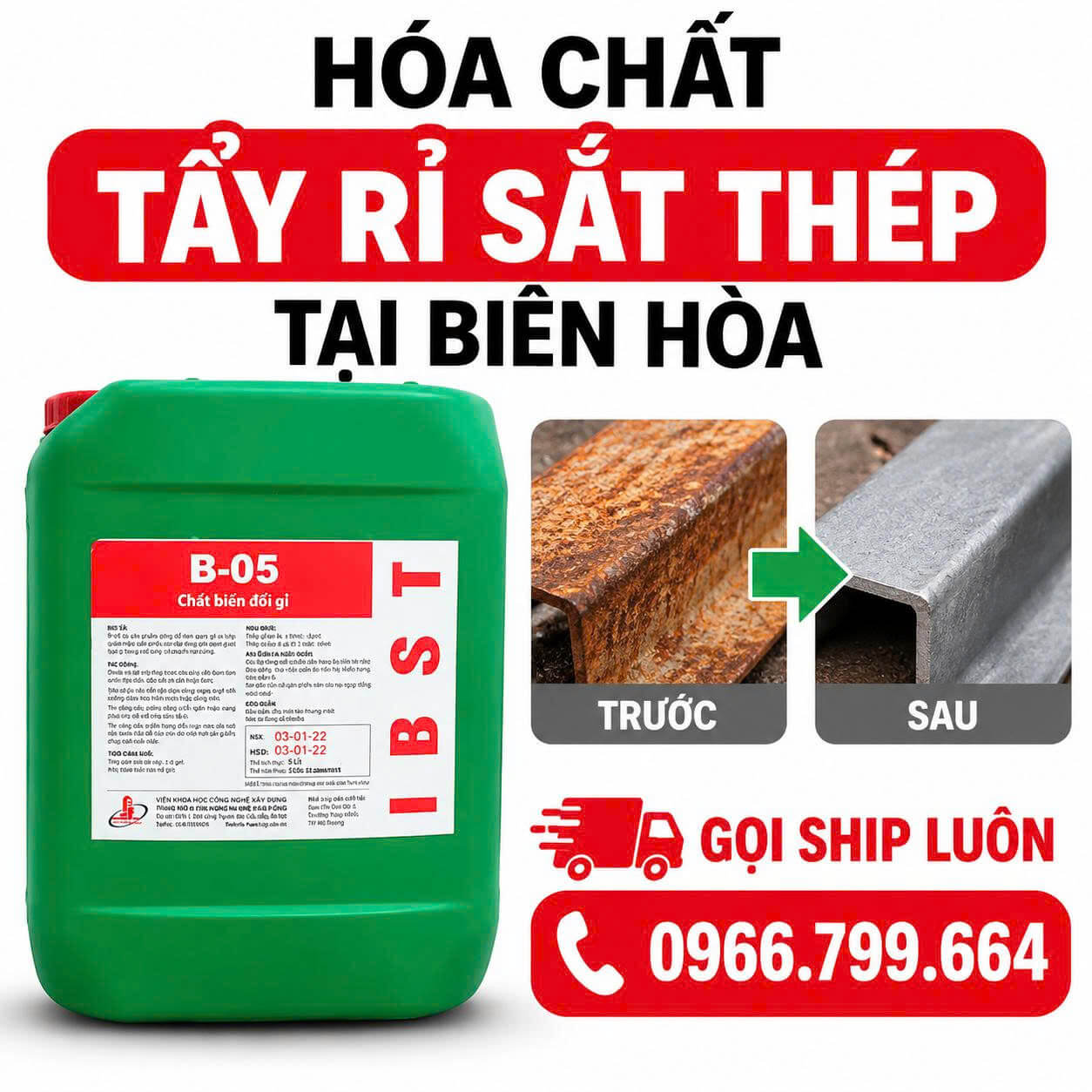 Hóa Chất Tẩy Rỉ Sắt Thép ở Tại Biên Hòa