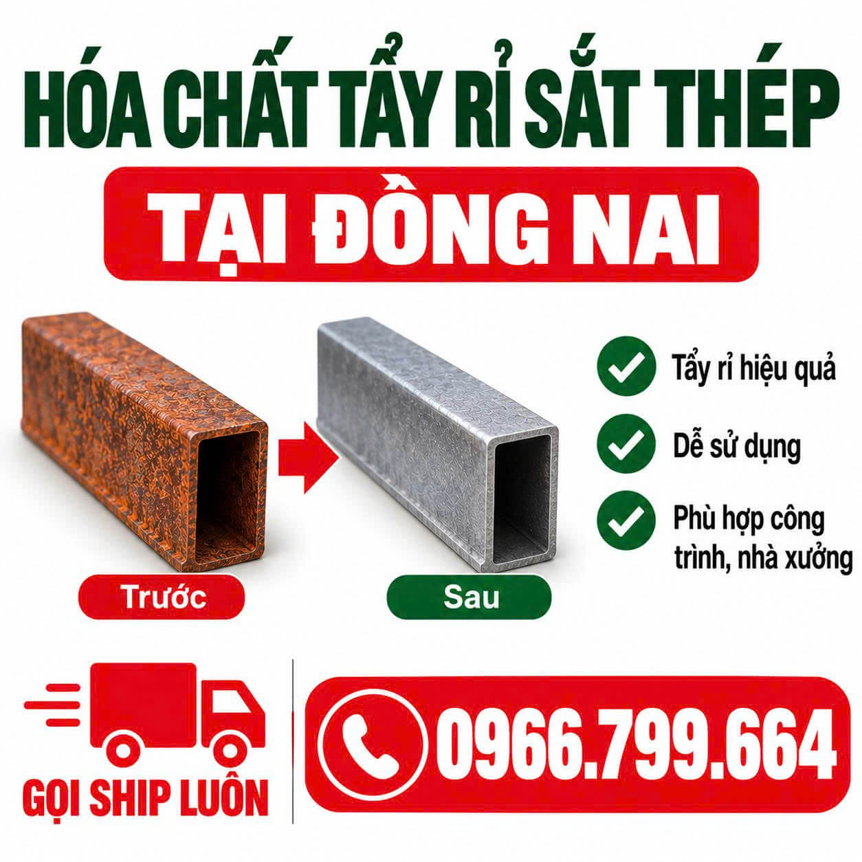 Hóa Chất Tẩy Rỉ Sắt Thép ở Tại Đồng Nai