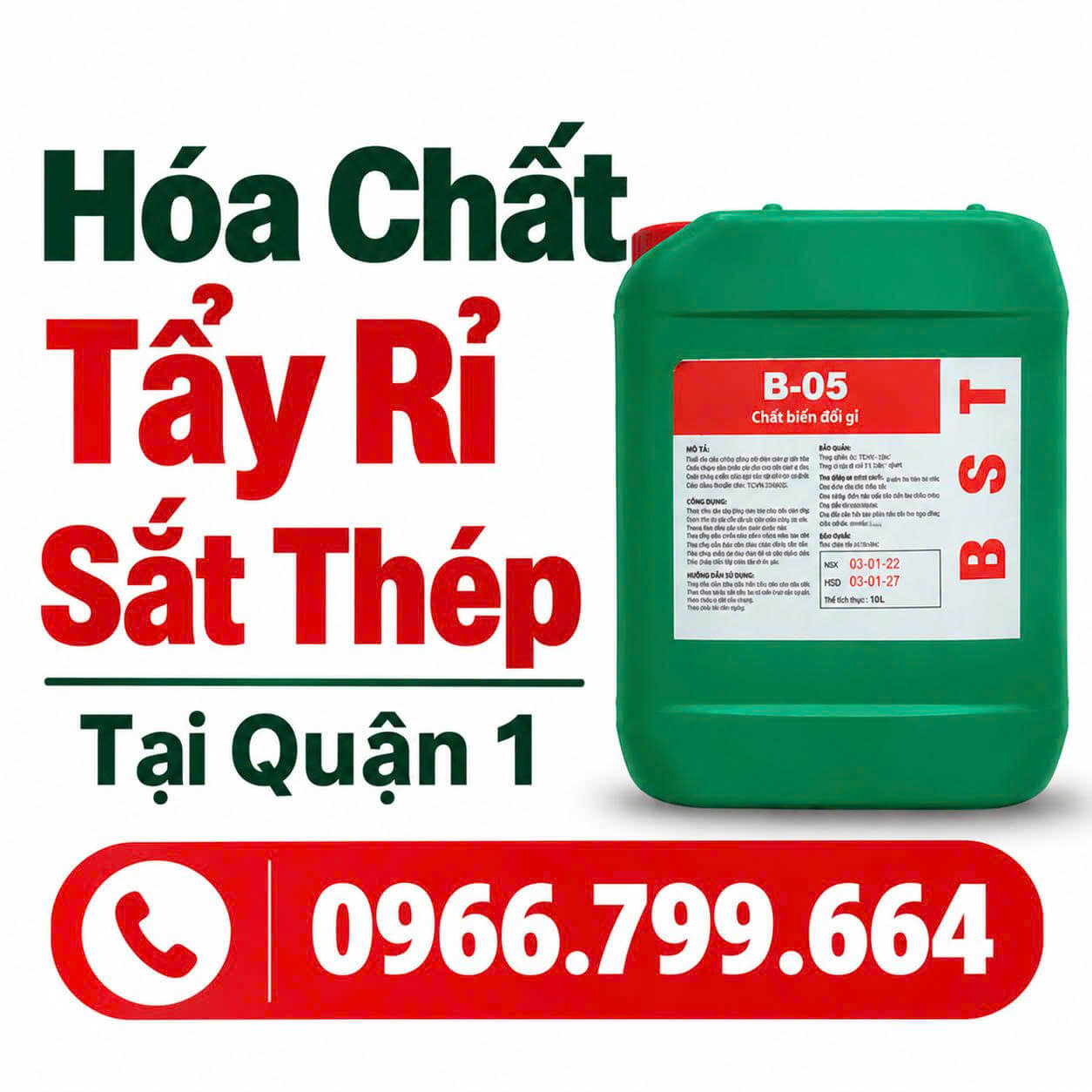 Hóa Chất Tẩy Rỉ Sắt Thép ở Tại Quận 1