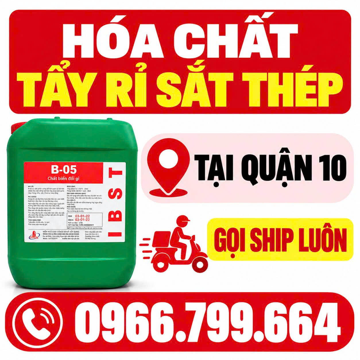 Hóa Chất Tẩy Rỉ Sắt Thép ở Tại Quận 10
