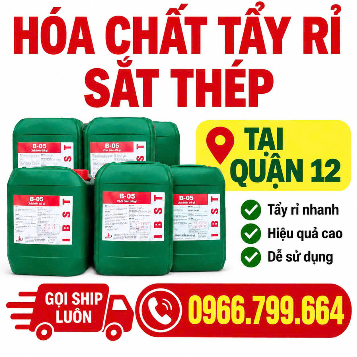 Hóa Chất Tẩy Rỉ Sắt Thép ở Tại Quận 12
