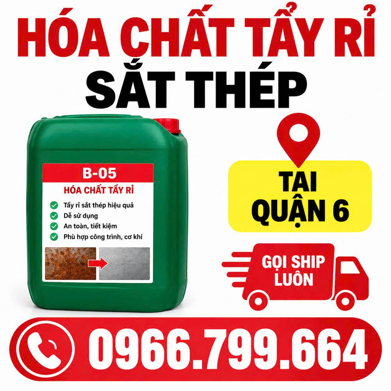 Hóa Chất Tẩy Rỉ Sắt Thép ở Tại Quận 6