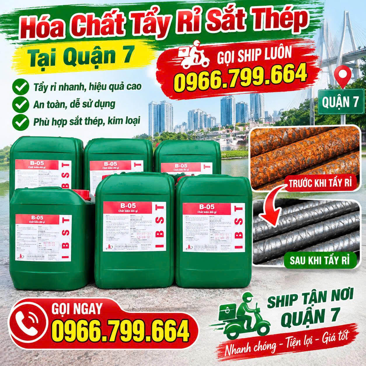 Hóa Chất Tẩy Rỉ Sắt Thép ở Tại Quận 7