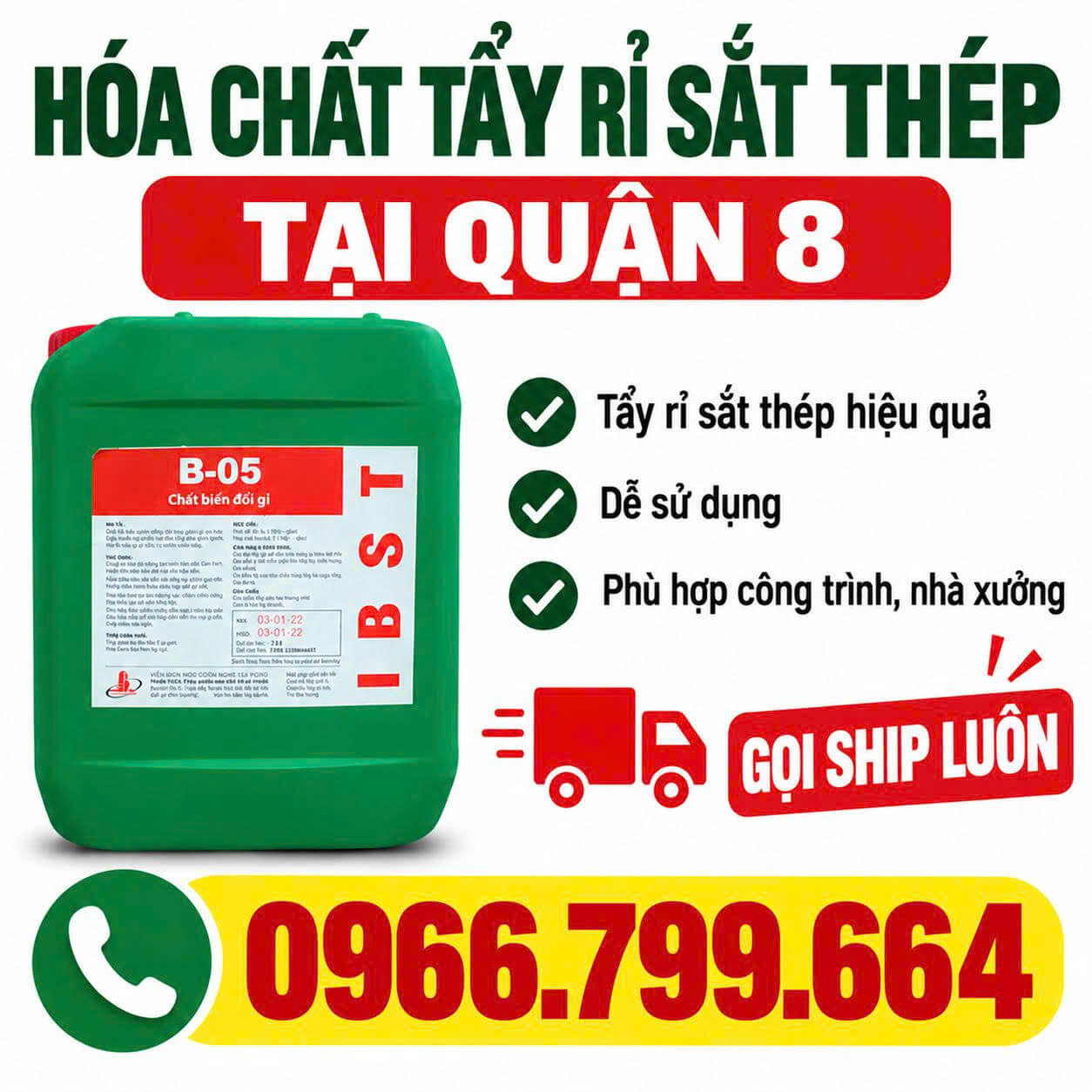 Hóa Chất Tẩy Rỉ Sắt Thép ở Tại Quận 8