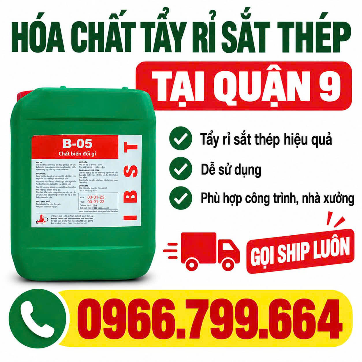 Hóa Chất Tẩy Rỉ Sắt Thép ở Tại Quận 9